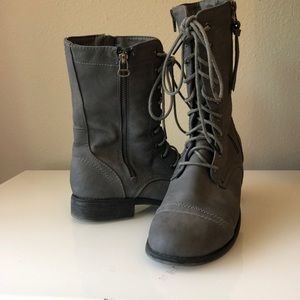 Grey Combat Boots